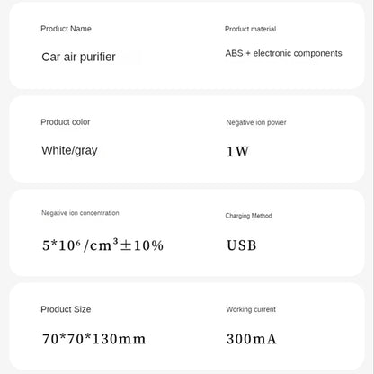 Air Purifier HEPA Filters Home or Car USB Recharging