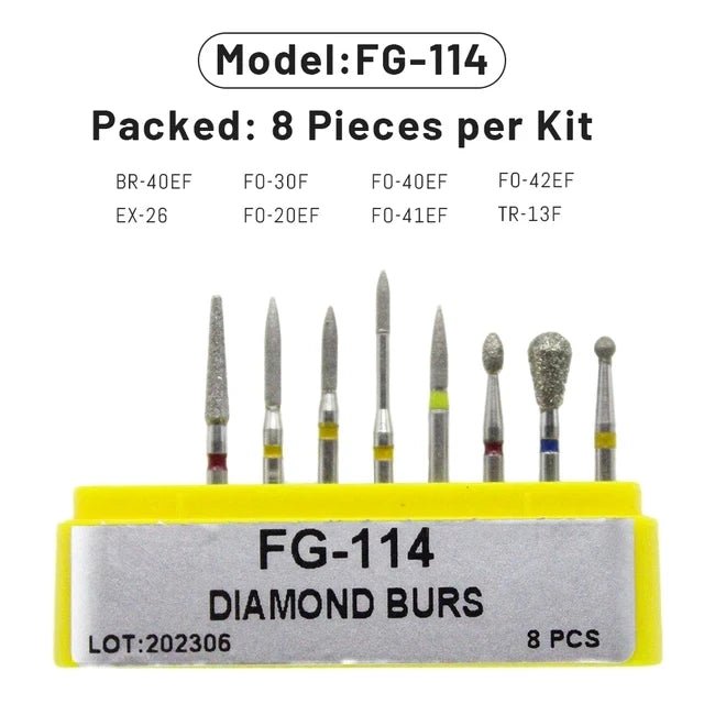 Dentistry Supplies & Equipment Dental Diamond Burs for Teeth Porcelain 1 set, Model : FG-114