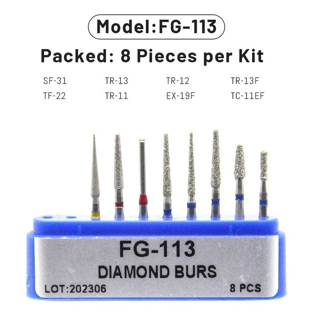Dentistry Supplies & Equipment Dental Diamond Burs for Teeth Porcelain 1 set, Model : FG-113