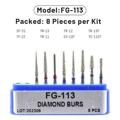 Dentistry Supplies & Equipment Dental Diamond Burs for Teeth Porcelain 1 set, Model : FG-113