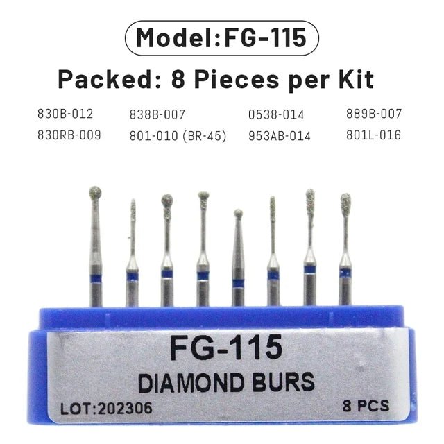Dentistry Supplies & Equipment Dental Diamond Burs for Teeth Porcelain 1 set, Model : FG-115