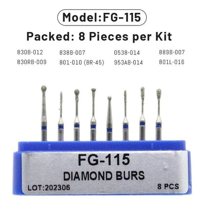 Dentistry Supplies & Equipment Dental Diamond Burs for Teeth Porcelain 1 set, Model : FG-115