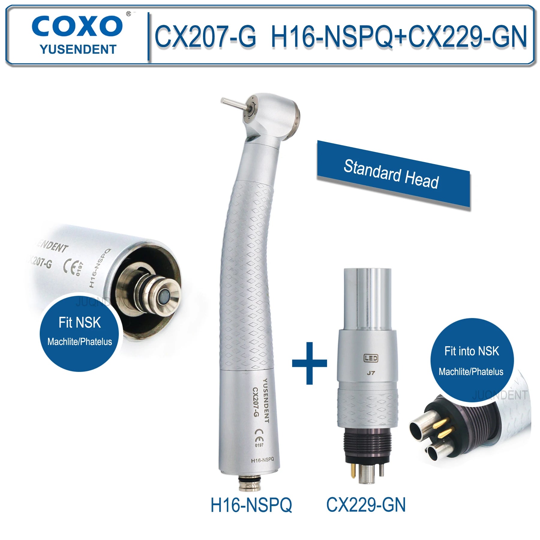 Dentistry Supplies & Equipment Hand piece High Speed CX207-G Fibre (H16-NSPQ Fit NSK) + CX229-GN Fit into NSK Coupler