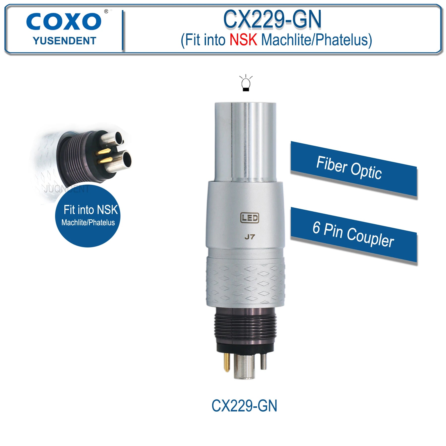 Dentistry Supplies & Equipment Hand piece High Speed CX207-G Fibre (CX229-GNN Fit NSK Coupler, Fibre optic, 6 pin Coupler)