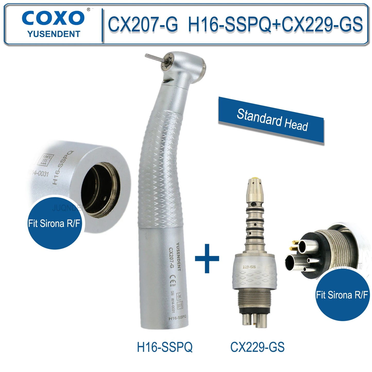 Dentistry Supplies & Equipment Hand piece High Speed CX207-G Fibre (H16-SSPQ Fit Sirona R/F + CX229-GS Fit Sirona R/F)