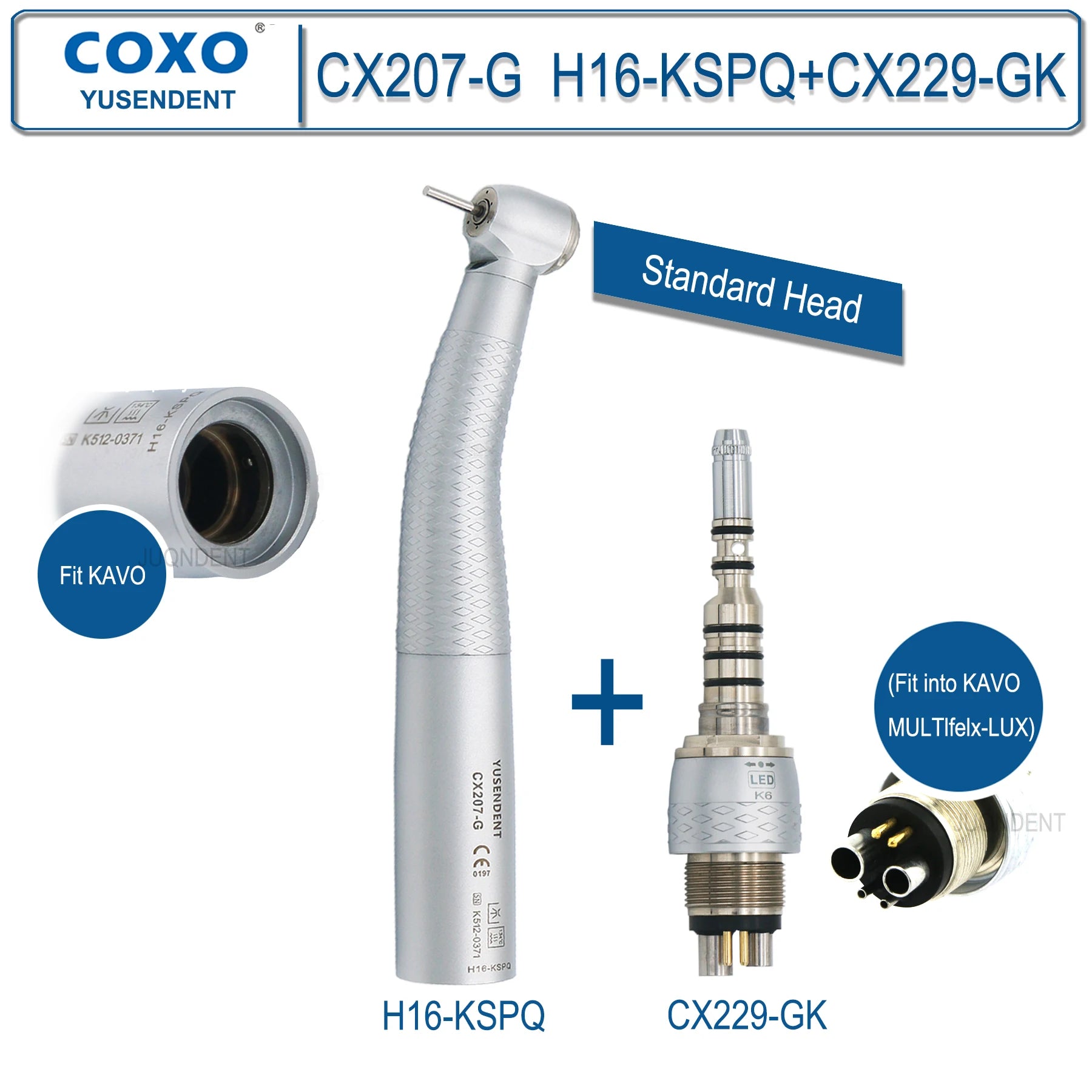 Dentistry Supplies & Equipment Hand piece High Speed CX207-G Fibre (H16-KSPQ Fit KAVO + CX229-GKS Fit KAVO Multi Flex - LUX)