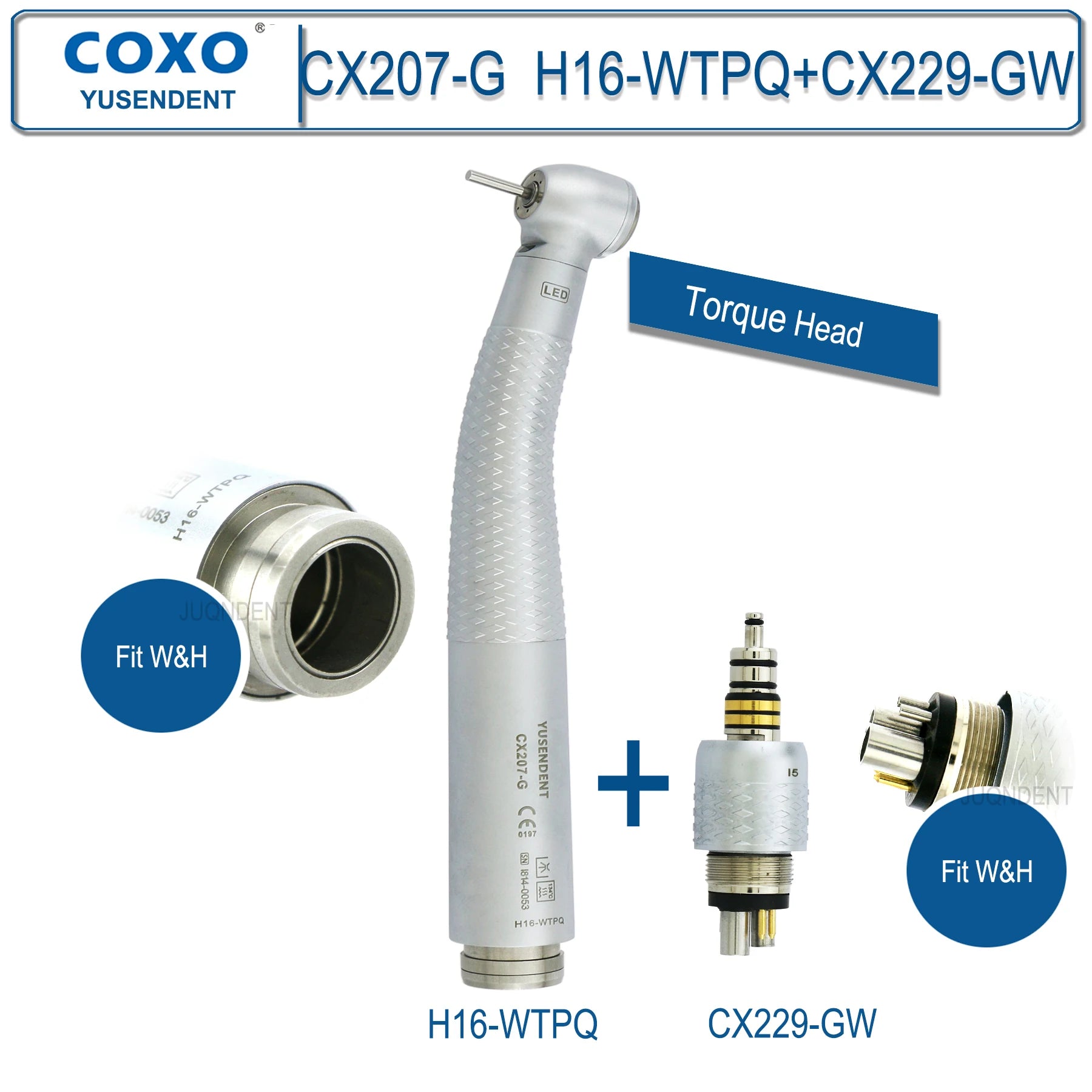 Dentistry Supplies & Equipment Hand piece High Speed CX207-G Fibre (Handpiece H16-WTPQ Fit W&H + CX229-GW Fit W&H Picture)