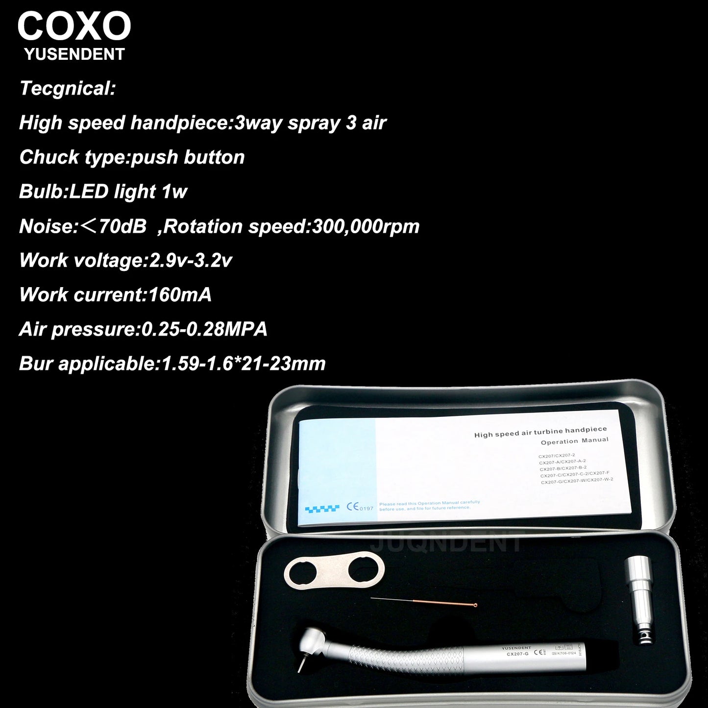Dentistry Supplies & Equipment Hand piece High Speed CX207-G Fibre (Picture of a full storage box, Parameters of the product)