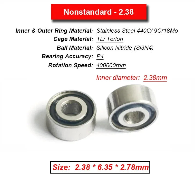 Dentistry Supplies & Equipment High Speed Ceramic Bearing Top Grade (Picture of bearing size 2.38 * 6.35 * 2.78 mm)
