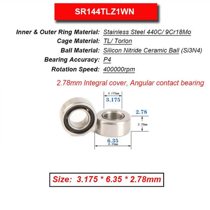 Dentistry Supplies & Equipment High Speed Ceramic Bearing Top Grade (Picture of bearing size 3.175 * 6.35 * 2.78 mm)