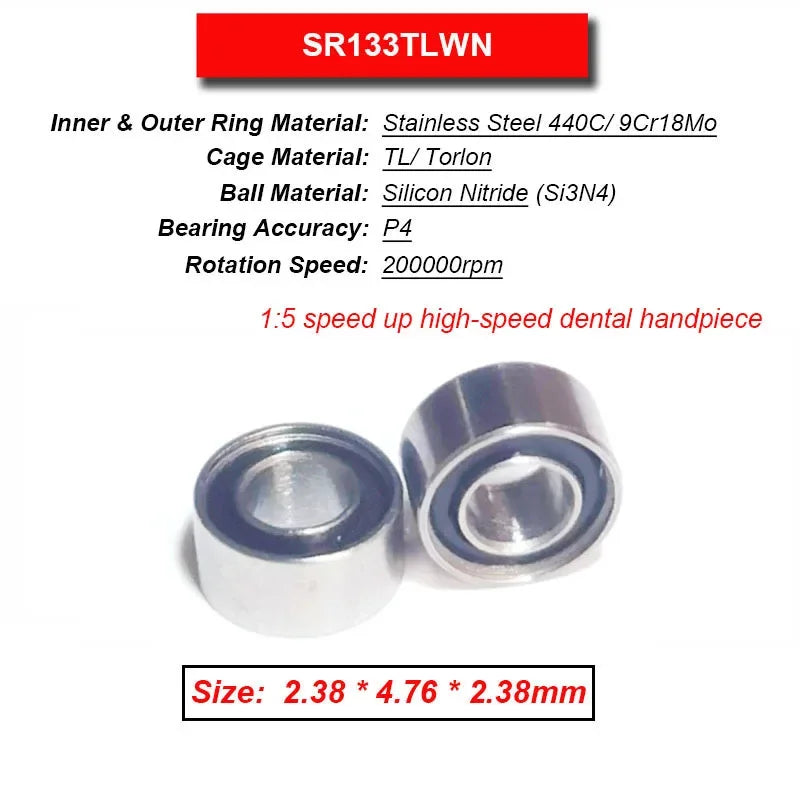 Dentistry Supplies & Equipment High Speed Ceramic Bearing Top Grade (Picture of bearing size 2.38 * 4.76 * 2.38 mm)