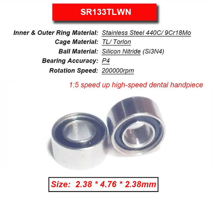 Dentistry Supplies & Equipment High Speed Ceramic Bearing Top Grade (Picture of bearing size 2.38 * 4.76 * 2.38 mm)