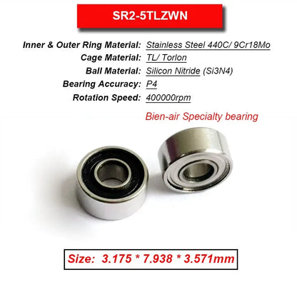 Dentistry Supplies & Equipment High Speed Ceramic Bearing Top Grade (Picture of bearing size 3.175 * 7.938 * 3.571 mm)