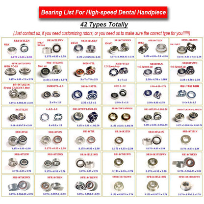 Dentistry Supplies & Equipment High Speed Ceramic Bearing Top Grade 42 types of bearings Listed on the Picture