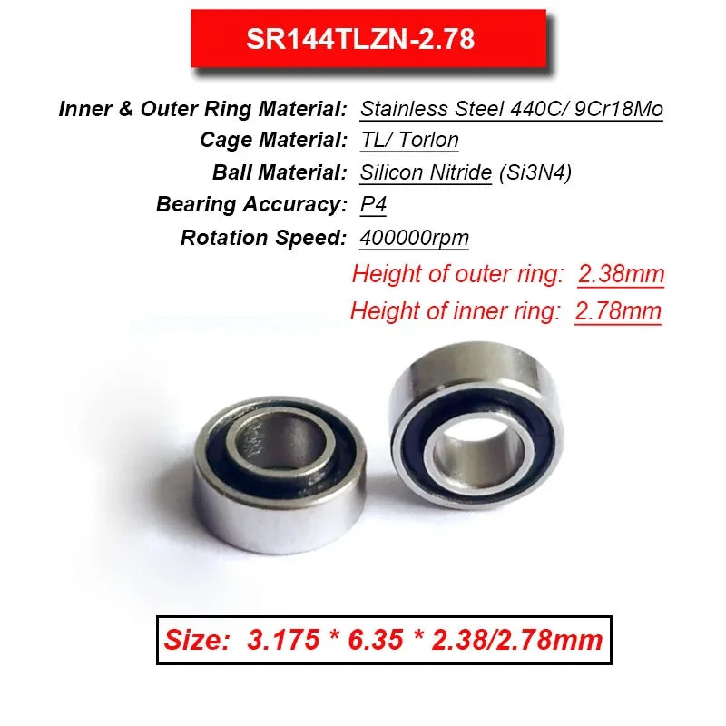 Dentistry Supplies & Equipment High Speed Ceramic Bearing Top Grade (Picture of bearing size 3.175 * 6.35 * 2.38/2.78 mm)