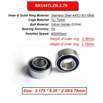Dentistry Supplies & Equipment High Speed Ceramic Bearing Top Grade (Picture of bearing size 3.175 * 6.35 * 2.38/2.78 mm)