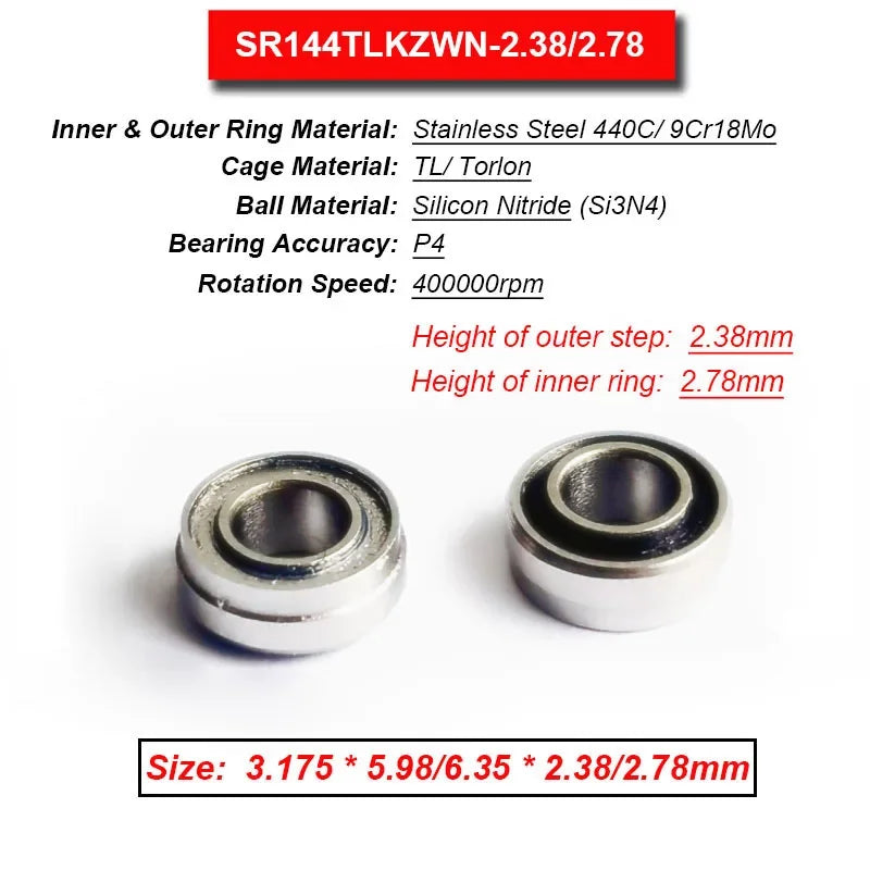 Dentistry Supplies & Equipment High Speed Ceramic Bearing Top Grade (Picture of bearing size 3.175 *5.98/6.35 * 2.38/2.78 mm)