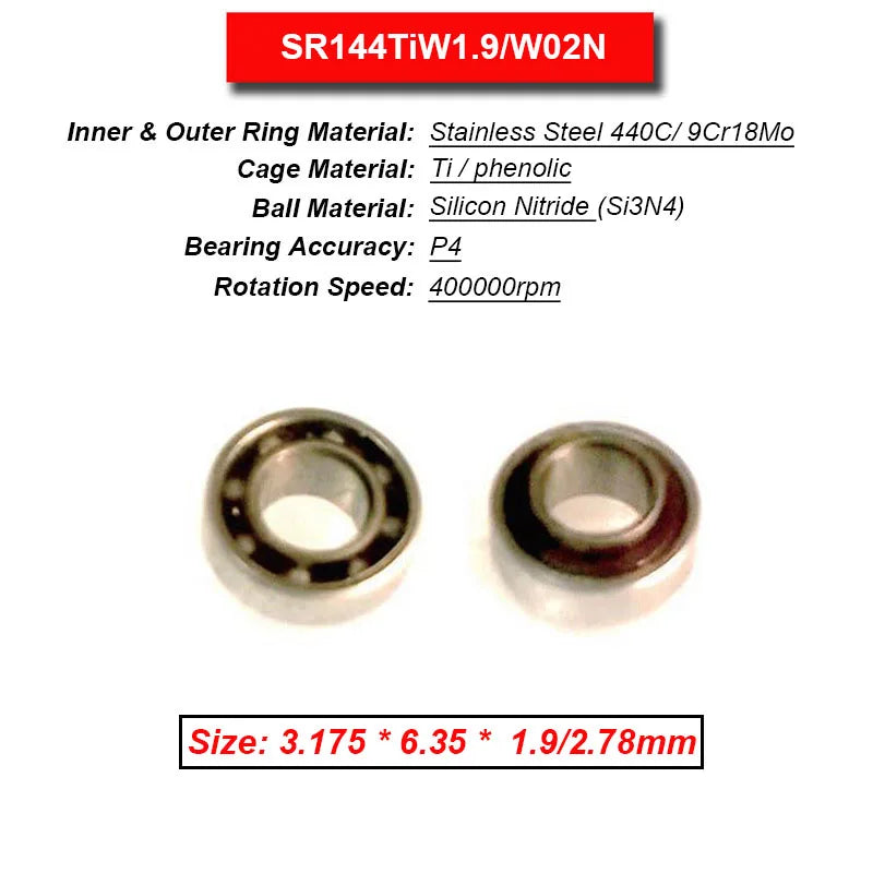 Dentistry Supplies & Equipment High Speed Ceramic Bearing Top Grade (Picture of bearing size 3.175 * 6.35 * 1.9/2.78 mm)
