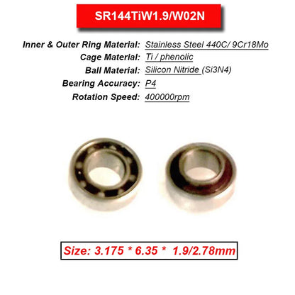 Dentistry Supplies & Equipment High Speed Ceramic Bearing Top Grade (Picture of bearing size 3.175 * 6.35 * 1.9/2.78 mm)