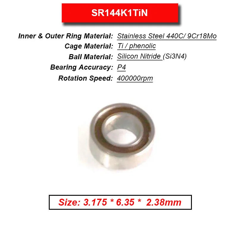 Dentistry Supplies & Equipment High Speed Ceramic Bearing Top Grade (Picture of bearing size 3.175 * 6.35 * 2.38 mm)