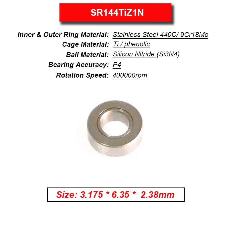 Dentistry Supplies & Equipment High Speed Ceramic Bearing Top Grade (Picture of bearing size 3.175 * 6.35 * 2.38 mm)