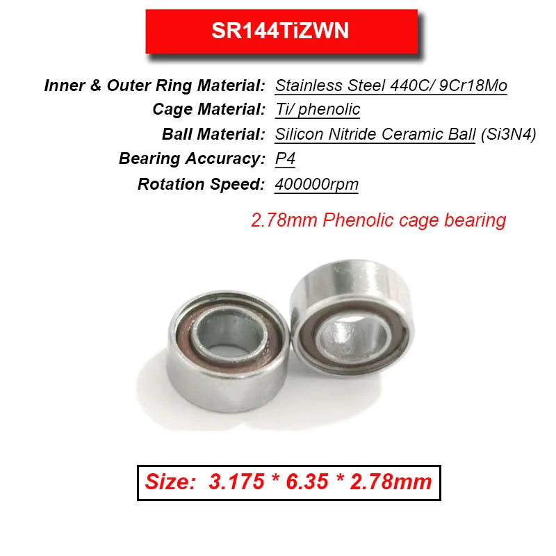 Dentistry Supplies & Equipment High Speed Ceramic Bearing Top Grade (Picture of bearing size 3.175 * 6.35 * 2.78 mm)