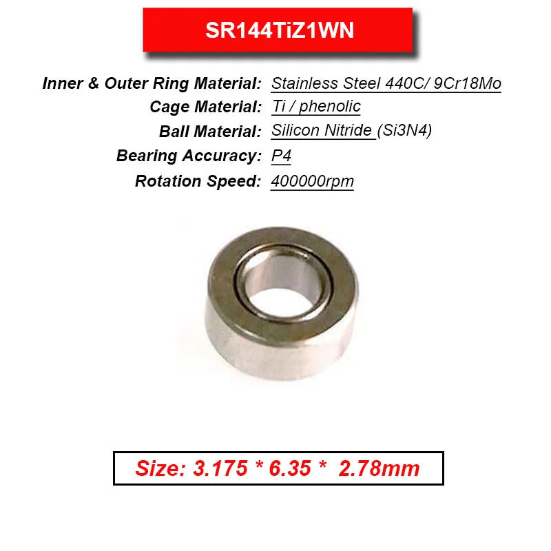 Dentistry Supplies & Equipment High Speed Ceramic Bearing Top Grade (Picture of bearing size 3.175 * 6.35 * 2.78 mm)