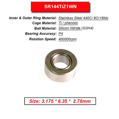 Dentistry Supplies & Equipment High Speed Ceramic Bearing Top Grade (Picture of bearing size 3.175 * 6.35 * 2.78 mm)