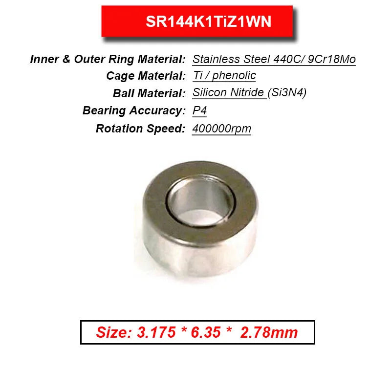 Dentistry Supplies & Equipment High Speed Ceramic Bearing Top Grade (Picture of bearing size 3.175 * 6.35 * 2.78 mm)