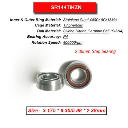 Dentistry Supplies & Equipment High Speed Ceramic Bearing Top Grade (Picture of bearing size 3.175 * 6.35/5.98 * 2.38 mm)