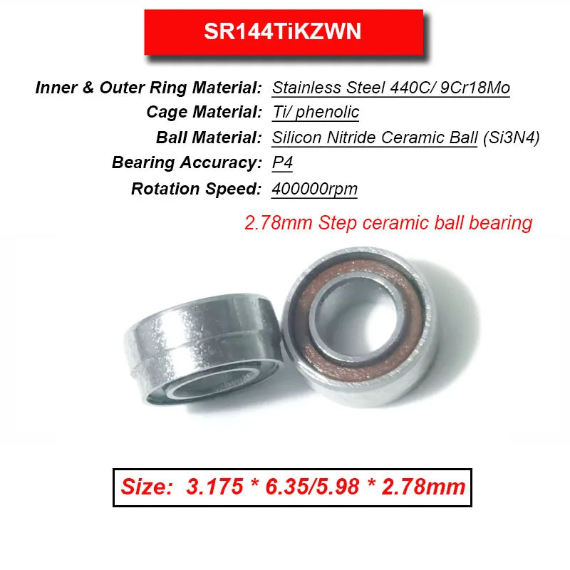 Dentistry Supplies & Equipment High Speed Ceramic Bearing Top Grade (Picture of bearing size 3.175 * 6.35/5.98 * 2.78 mm)