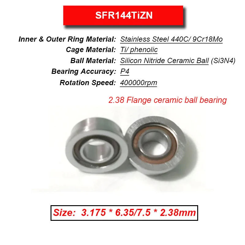Dentistry Supplies & Equipment High Speed Ceramic Bearing Top Grade (Picture of bearing size 3.175 * 6.35/7.5 * 2.38 mm)