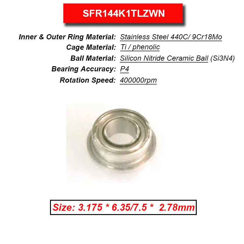 Dentistry Supplies & Equipment High Speed Ceramic Bearing Top Grade (Picture of bearing size 3.175 * 6.35/7.5 * 2.78 mm)