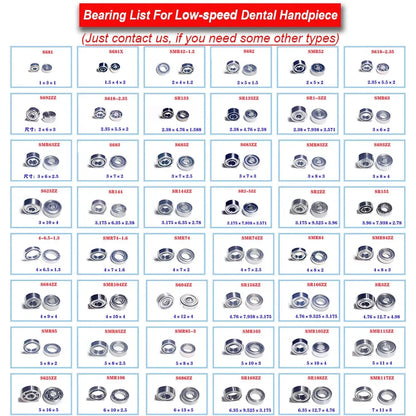 Dentistry Supplies & Equipment High Speed Ceramic Bearing Top Grade (Bearing list for Low-sped Dental Hand piece 48 types of bearing shown)