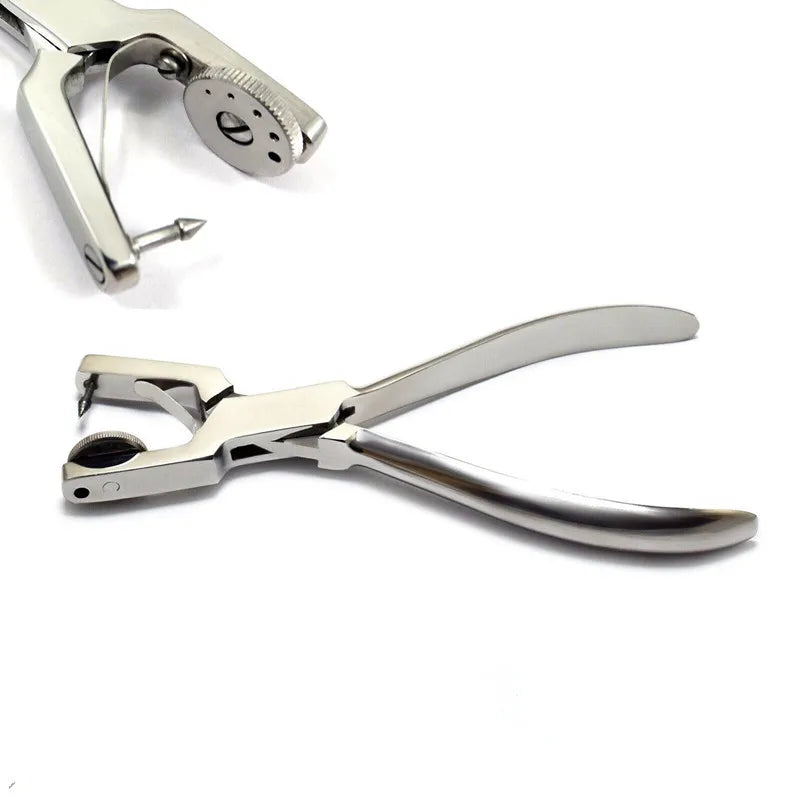 Dentistry Supplies & Equipment Hole Punch Pliers – Easy Handheld Tool for Paper and Leather Picture show two products.