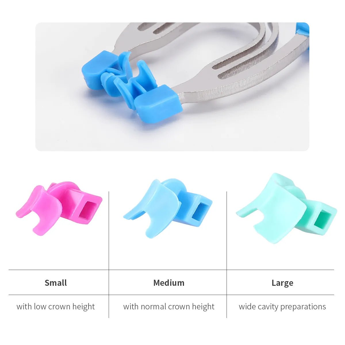 Dentistry Supplies & Equipment Matrix Sectional Contoured Clamps Sizes of clamps shown (Small, Medium, Large)