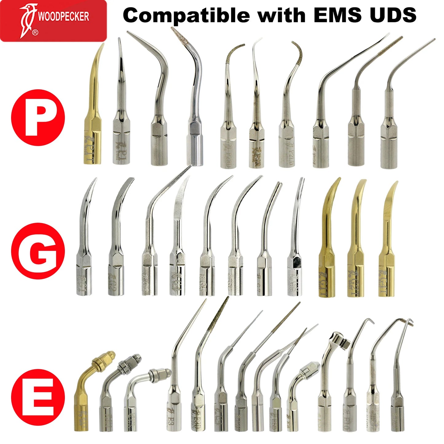 Dentistry Supplies & Equipment Scaler Tips Ultrasonic Tooth Cleaning
(Picture of P, G, and E series tips)