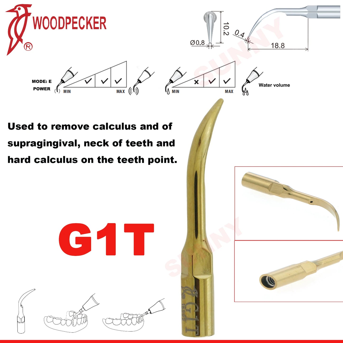 Dentistry Supplies & Equipment Scaler Tips Ultrasonic Tooth Cleaning
(Picture of G1T Piece Offers + sizes and Detail)