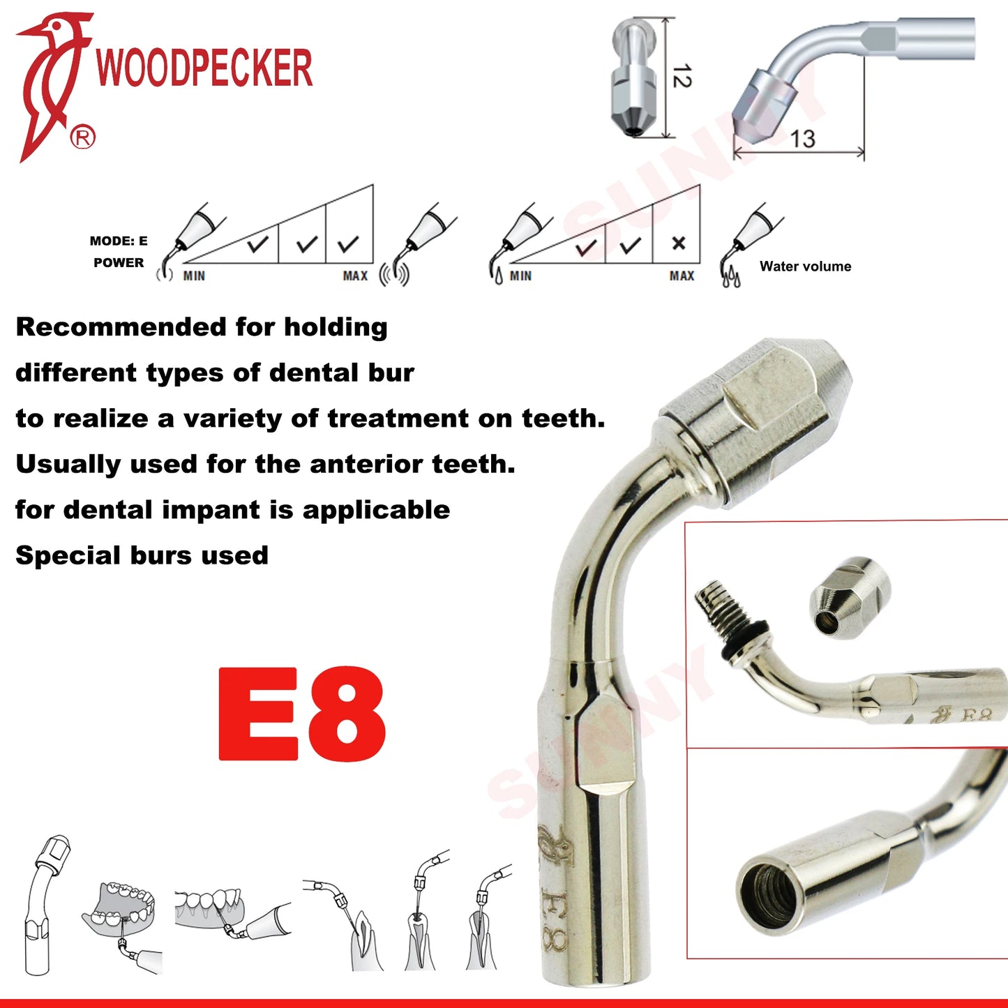 Dentistry Supplies & Equipment Scaler Tips Ultrasonic Tooth Cleaning
(Picture of E8 Piece Offers + sizes and Detail)