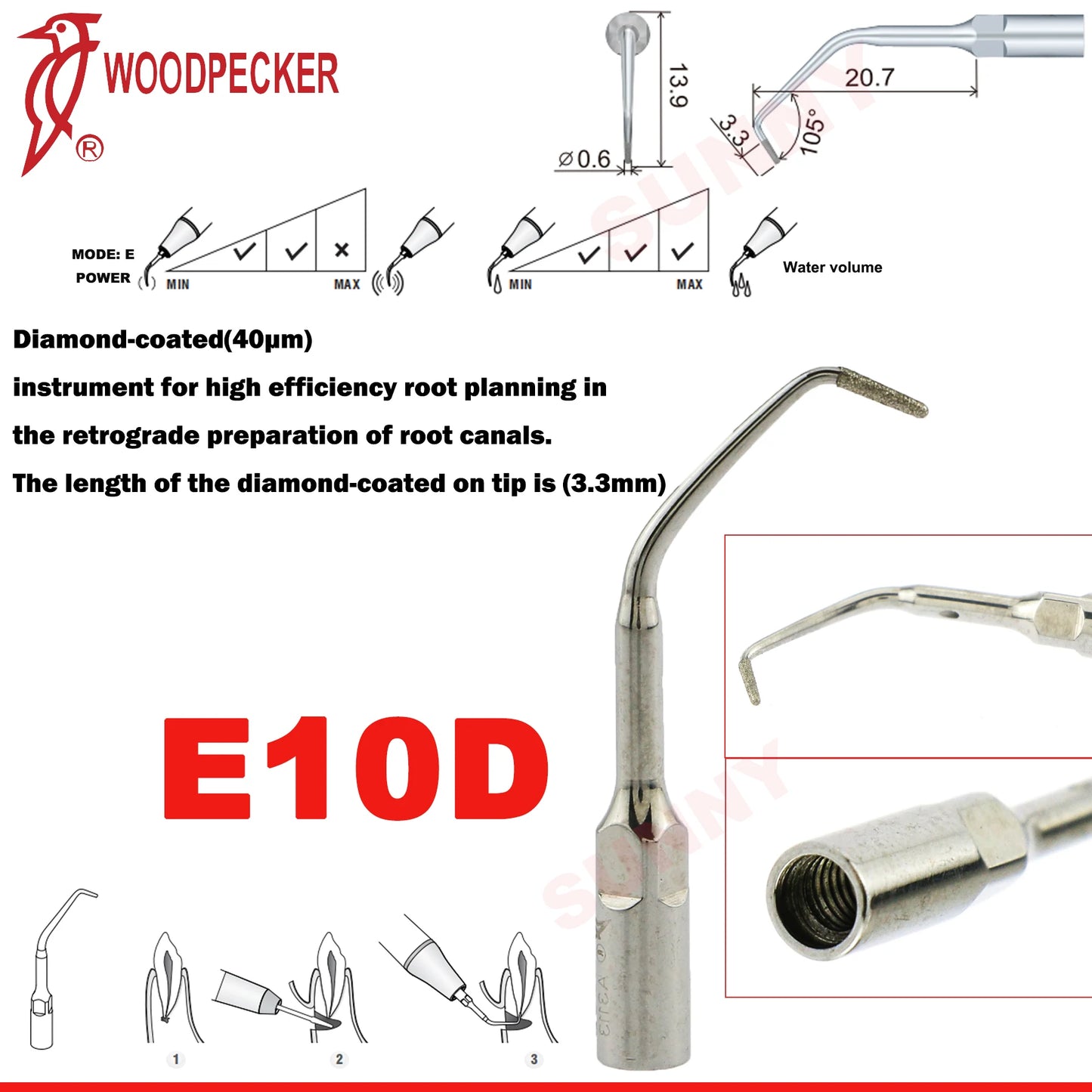 Dentistry Supplies & Equipment Scaler Tips Ultrasonic Tooth Cleaning
(Picture of E10D Piece Offers + sizes and Detail)