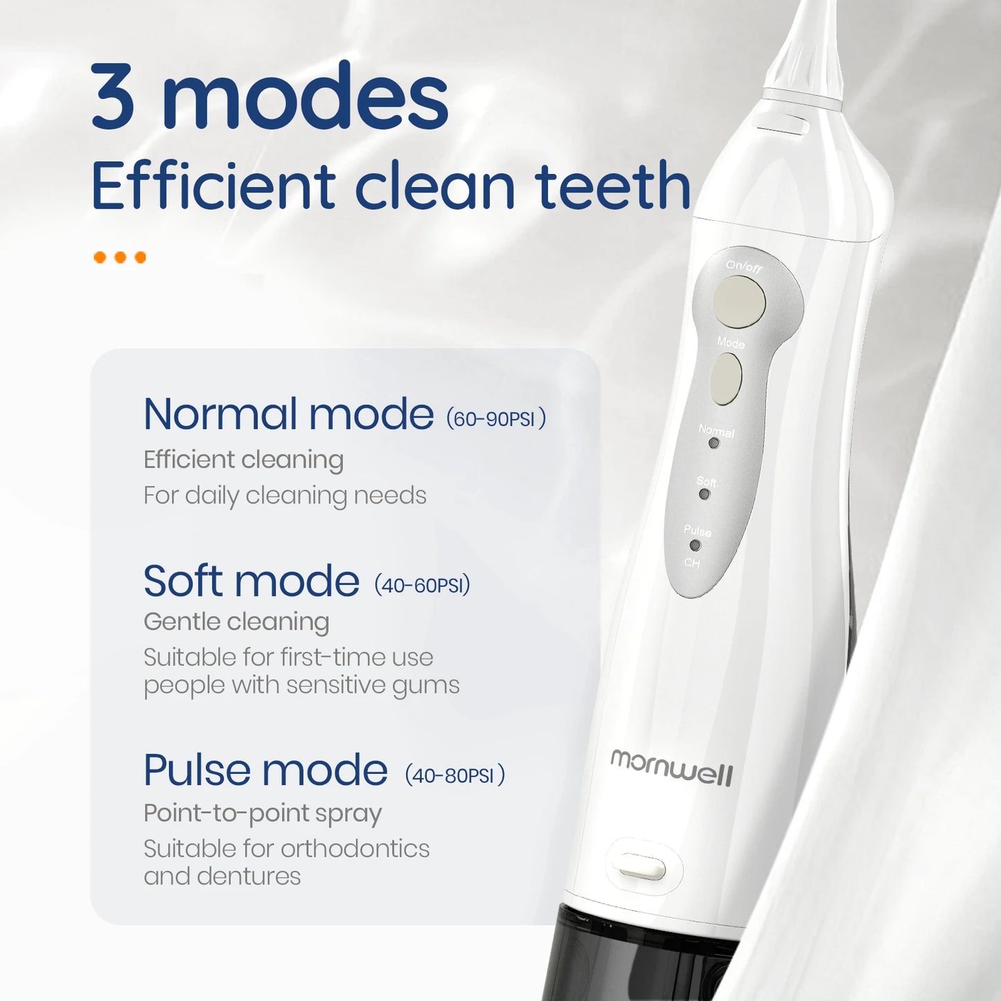 Dentistry Supplies & Equipment Smile Bright: Portable USB Water Teeth Flosser (3 Modes Picture (normal, solf, Pulse)) 
