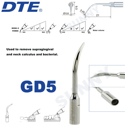 Dentistry Supplies & Equipment Ultrasonic Tooth Cleaning -  (Woodpecker DTE Set GD5 Piece Offers with sizes and details shown on the picture)