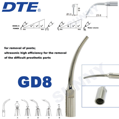 Dentistry Supplies & Equipment Ultrasonic Tooth Cleaning -  (Woodpecker DTE Set GD8 Piece Offers with sizes and details shown on the picture)