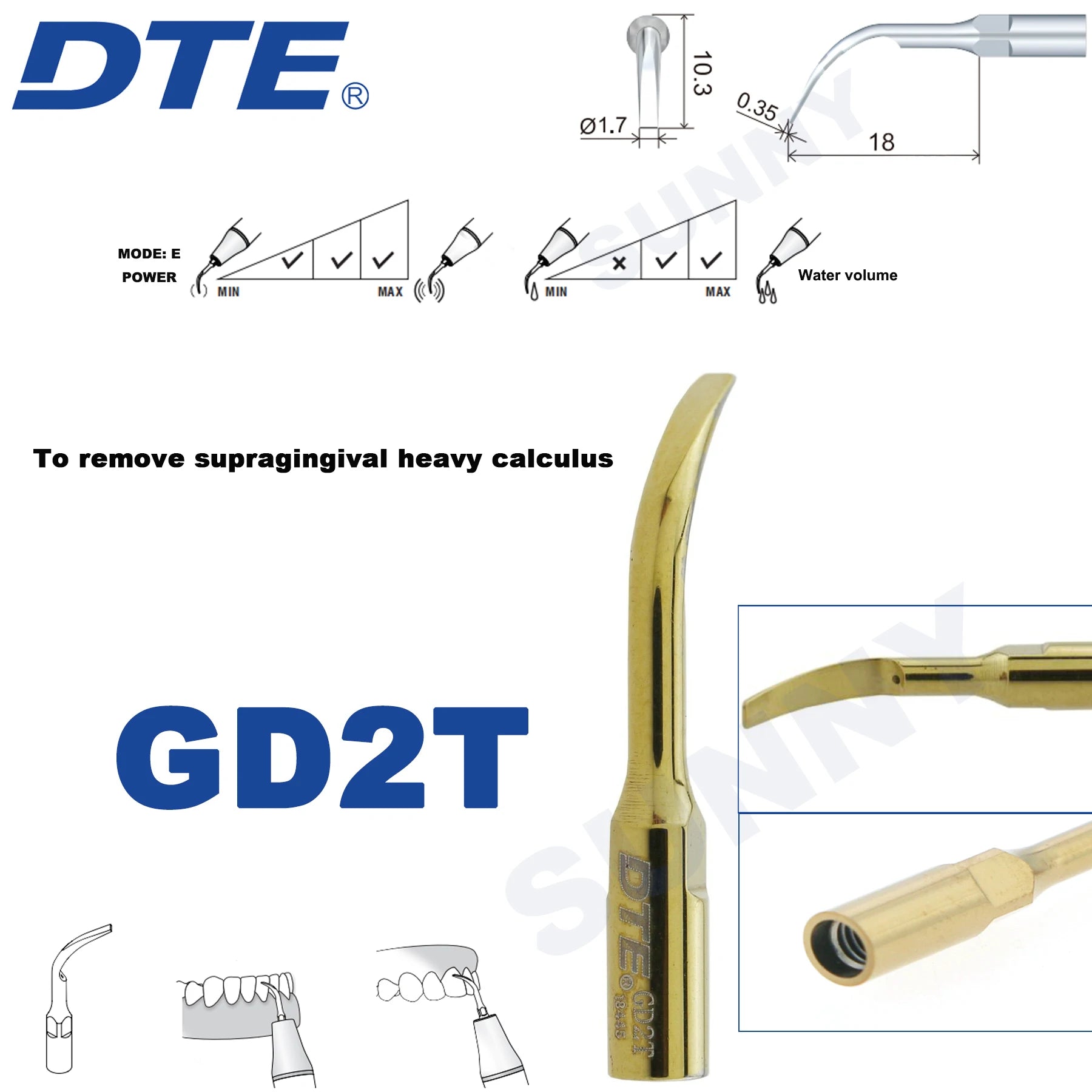 Dentistry Supplies & Equipment Ultrasonic Tooth Cleaning -  (Woodpecker DTE Set GD2T Piece Offers with sizes and details shown on the picture)