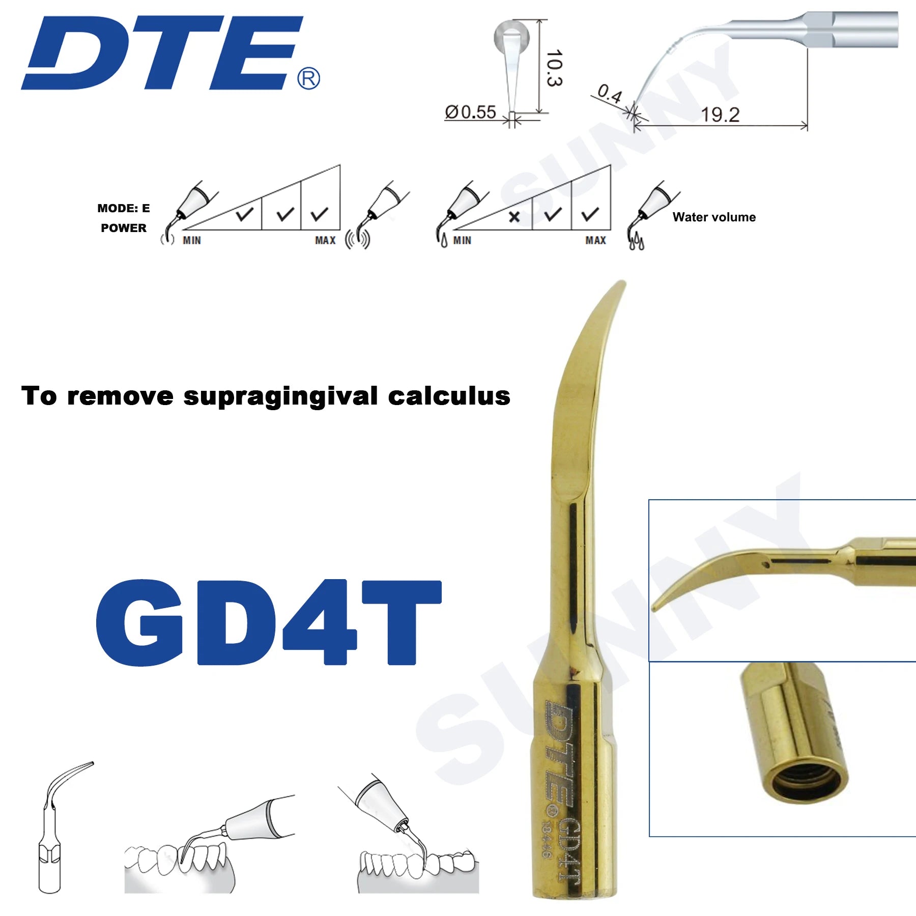 Dentistry Supplies & Equipment Ultrasonic Tooth Cleaning -  (Woodpecker DTE Set GD4T Piece Offers with sizes and details shown on the picture)