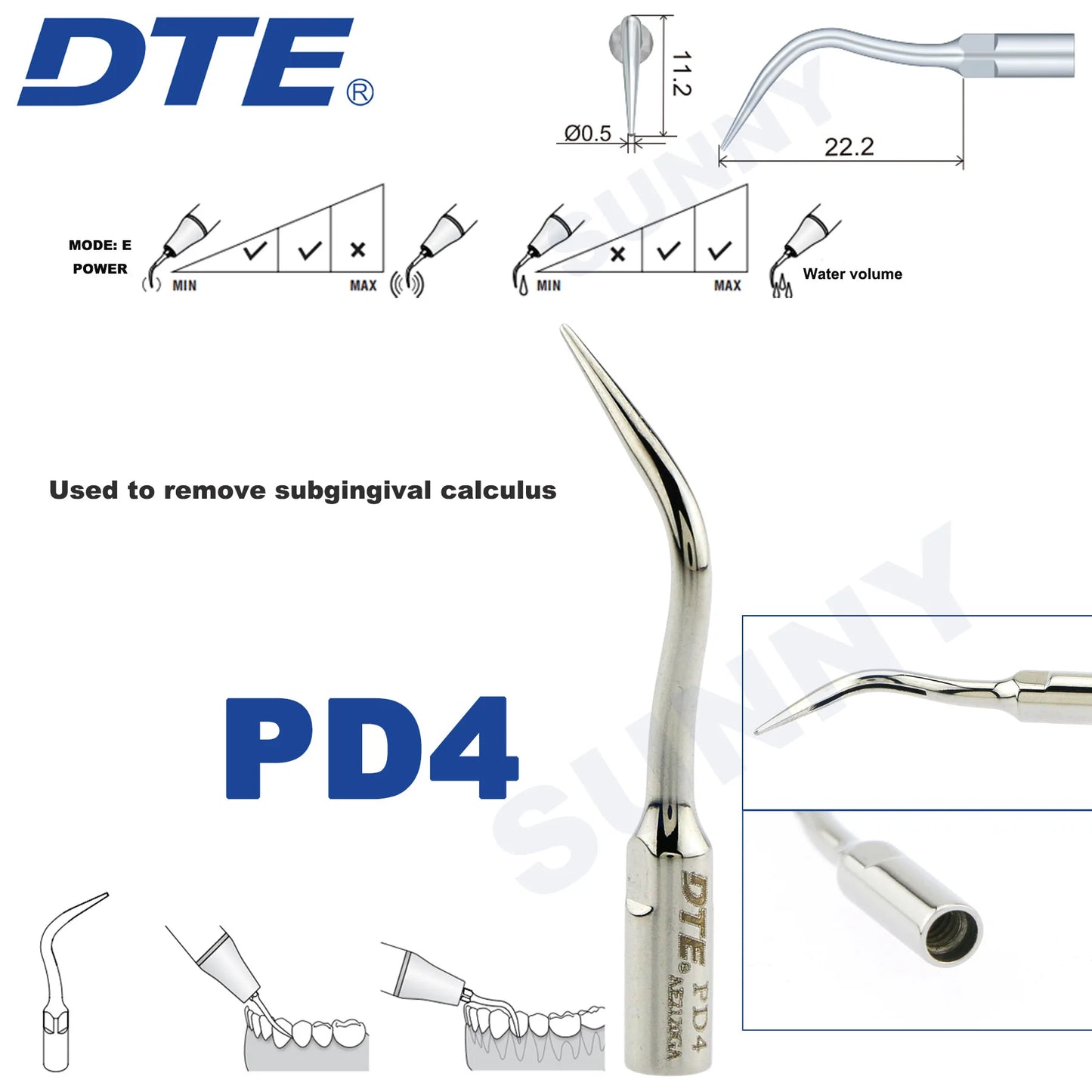 Dentistry Supplies & Equipment Ultrasonic Tooth Cleaning -  (Woodpecker DTE Set PD4 Piece Offers with sizes and details shown on the picture)