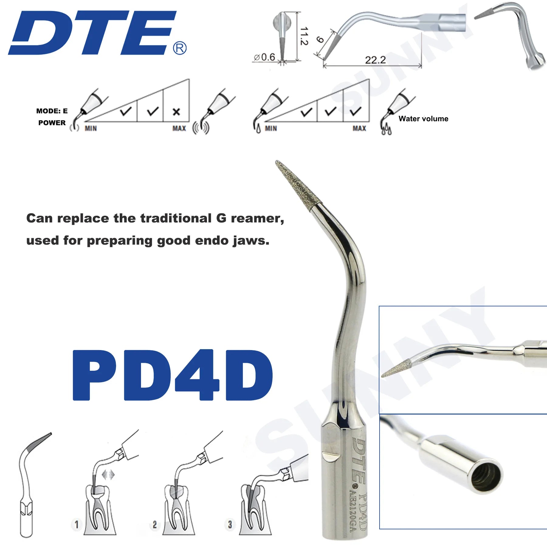 Dentistry Supplies & Equipment Ultrasonic Tooth Cleaning -  (Woodpecker DTE Set PD4D Piece Offers with sizes and details shown on the picture)