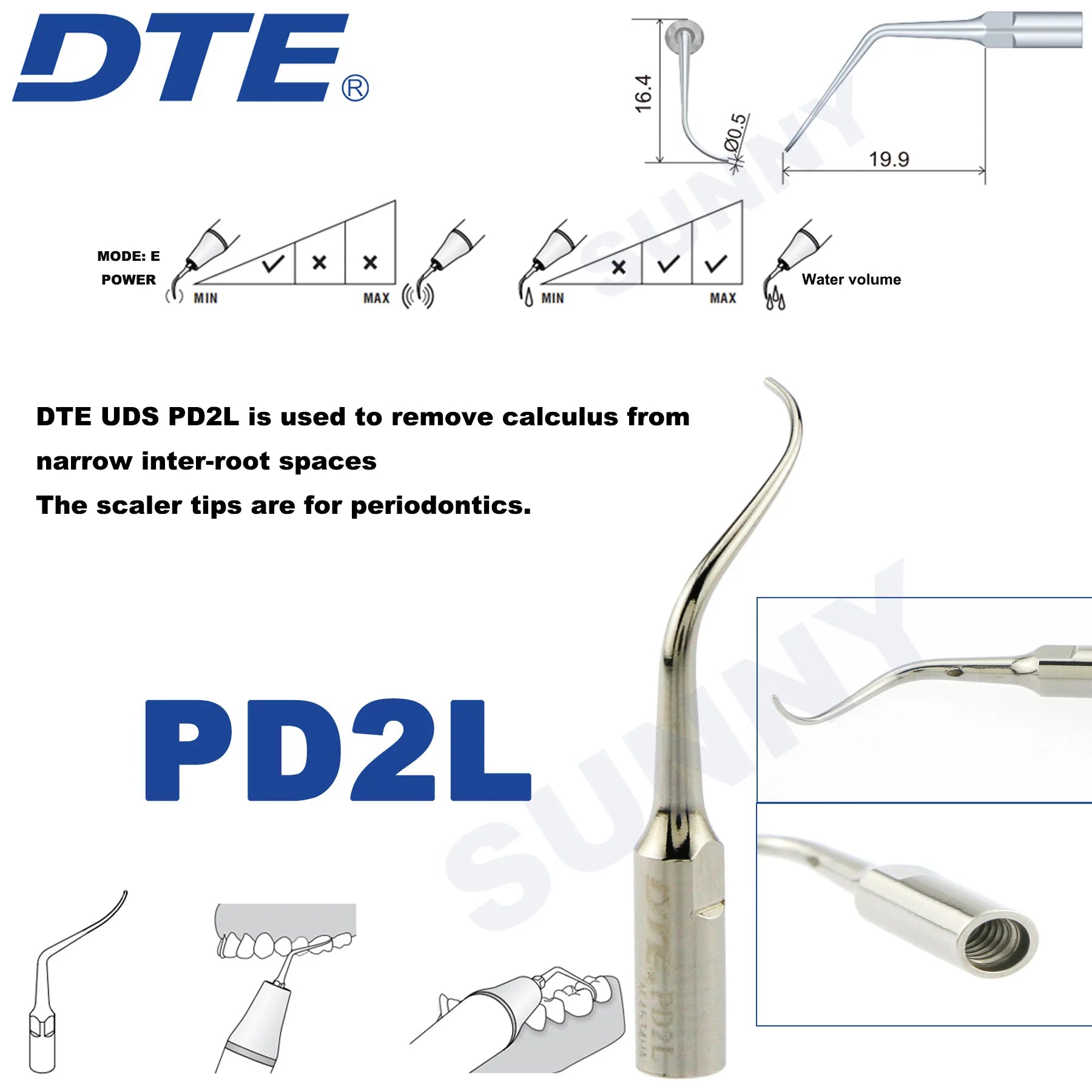 Dentistry Supplies & Equipment Ultrasonic Tooth Cleaning -  (Woodpecker DTE Set PD2L Piece Offers with sizes and details shown on the picture)