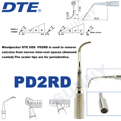 Dentistry Supplies & Equipment Ultrasonic Tooth Cleaning -  (Woodpecker DTE Set PD2RD Piece Offers with sizes and details shown on the picture)