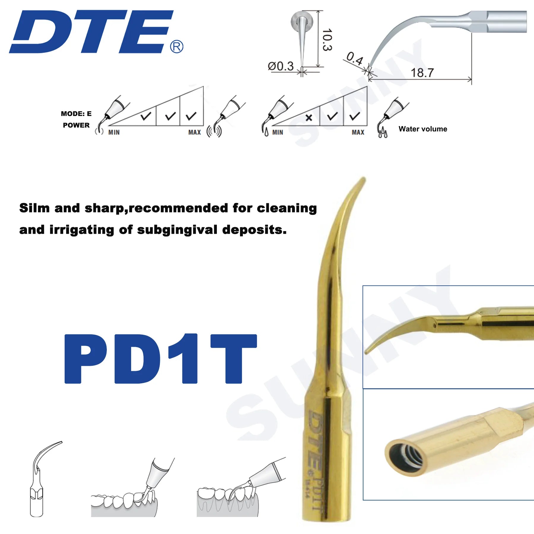 Dentistry Supplies & Equipment Ultrasonic Tooth Cleaning -  (Woodpecker DTE Set PD1T Piece Offers with sizes and details shown on the picture)